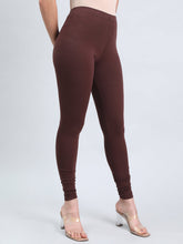 Load image into Gallery viewer, Go Colors Brown Cotton Stretch Ankle Length Leggings
