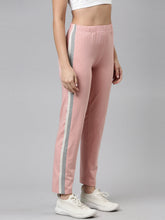 Load image into Gallery viewer, Go Colors Baby Pink Cotton Stretch Side Stripes Track Pant
