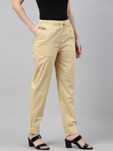 Load image into Gallery viewer, Go Colors Dark Cream Cotton Cambric Cotton Pants

