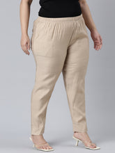 Load image into Gallery viewer, Go Colors Beige Silk Pants
