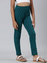 Load image into Gallery viewer, Go Colors Bright Turquoise Cotton Stretch  Ankle Length Leggings

