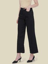 Load image into Gallery viewer, Go Colors Black Twill Wide Pants
