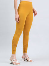 Load image into Gallery viewer, Go Colors Dark Mustard Cotton Stretch Ankle Length Leggings
