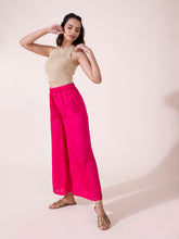 Load image into Gallery viewer, Go Colors Young Fuchsia Polyester Shiny Palazzo
