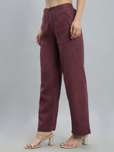 Load image into Gallery viewer, Go Colors Wine Linen Cargo Pants

