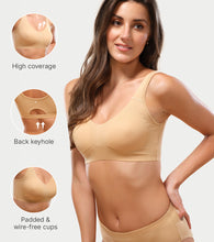 Load image into Gallery viewer, Enamor Easy Slip-On and Back Keyhole Women's Cotton Everyday Beginner's Bra - Padded, Wirefree, Full Coverage - A106 (Skin)
