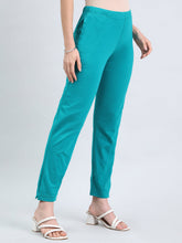 Load image into Gallery viewer, Go Colors Jade Green Cotton Stretch Kurti Pants
