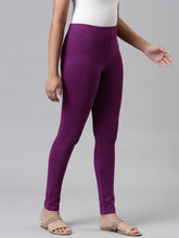 Load image into Gallery viewer, Go Colors Medium Purple Cotton Stretch  Ankle Length Leggings
