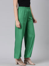 Load image into Gallery viewer, Go Colors Emerald Green Woven Viscose Basic Palazzo
