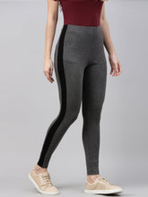 Load image into Gallery viewer, Go Colors Antra Melanges Cotton Stretch Side Stripes Active Leggings
