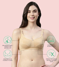 Load image into Gallery viewer, Enamor Innovations Eco-Melange Cotton, Women's Nursing Bra -  Sectioned Lift and Support, Non Padded, Wirefree, High Coverage - MT02 (Skin)
