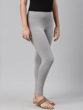 Load image into Gallery viewer, Go Colors Ebony Grey Cotton Stretch Ankle Length Leggings
