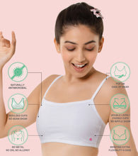 Load image into Gallery viewer, Enamor Innovations Antimicrobial, Cami Neck , Front Double Layer Women's Cotton Beginner's Bra - Pop-On Style, Non Padded, Wirefree, High Coverage - BB02 (White)
