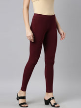 Load image into Gallery viewer, Go Colors Bright Maroon Cotton Stretch Ankle Length Leggings
