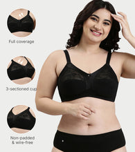 Load image into Gallery viewer, Enamor Innovations Fabcool M-Frame Side Shaper Panel  Women's Cotton Everyday Bra - Non Padded, Wirefree, Full Coverage - A014 (Available in Plus Sizes) (Black)

