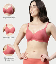 Load image into Gallery viewer, Enamor Innovations Fabcool Encircled  Side Support Shaper, Non Padded, Wirefree, High Coverage, Women's Cotton Everyday Bra  - A042 (Available in Plus Sizes) (Tomato Melange)
