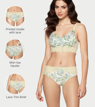 Load image into Gallery viewer, Enamor Printed Model Hipster Panty with Lace, Mid Rise, Full Back Coverage - P226 (Lemoncello Lane Print)
