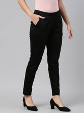 Load image into Gallery viewer, Go Colors Black Woven Cotton Stretch Treggings
