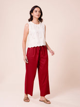 Load image into Gallery viewer, Go Colors Light Maroon Cotton Wide Leg Pants
