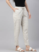 Load image into Gallery viewer, Go Colors Ecru Linen Ikat Pencil Pant

