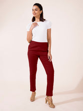 Load image into Gallery viewer, Go Colors Maroon Linen Pencil Pant
