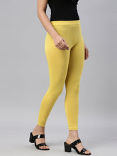 Load image into Gallery viewer, Go Colors Light Lime Cotton Stretch Ankle Length Leggings
