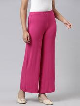 Load image into Gallery viewer, Go Colors Dark Rose Viscose Stretch Knit Palazzo
