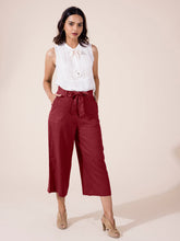 Load image into Gallery viewer, Go Colors Bright Maroon Linen Blend Culottes
