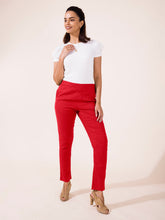 Load image into Gallery viewer, Go Colors Dark Red Linen Pencil Pant
