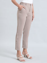 Load image into Gallery viewer, Go Colors Light Chocolate Crepe Tapered Trouser
