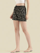 Load image into Gallery viewer, Go Colors Black Cotton Knit Printed Lounge Shorts
