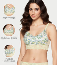 Load image into Gallery viewer, Enamor Printed Modal Lace Bralette, Padded, Wire Free, High Coverage - F226 (Lemoncello Lane Print)
