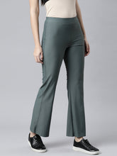 Load image into Gallery viewer, Go Colors Olive Green Nylon Stretch Bell Bottom
