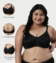 Load image into Gallery viewer, Enamor Innovations Transform Women's Full Support Minimizer Bra -  Smoothening and Breathable Non Padded, Wired, Full Coverage  - F124 (Available in Plus Sizes) (Black)
