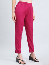 Load image into Gallery viewer, Go Colors Dark Fuchsia Cotton Pencil Pant
