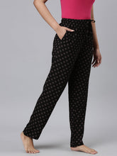 Load image into Gallery viewer, Go Colors Black Woven Viscose Printed Lounge Pants
