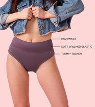 Load image into Gallery viewer, Enamor CW01 Cotton Classic, All Day Comfort, High Waist Brief - Breathable, Antimicrobial with Stain Release, Outer Brushed Wide Elastic, Full Coverage -  Pack of 1 (Plum Wine)
