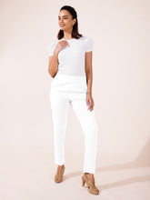 Load image into Gallery viewer, Go Colors White Linen Pencil Pant
