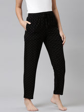 Load image into Gallery viewer, Go Colors Black Woven Viscose Printed Lounge Pants

