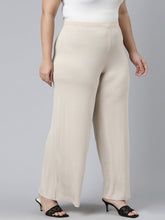Load image into Gallery viewer, Go Colors Light Beige Viscose Knit Palazzo
