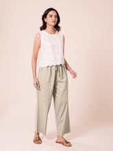 Load image into Gallery viewer, Go Colors Light Beige Cotton Wide Leg Pants
