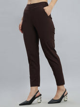 Load image into Gallery viewer, Go Colors Dark Brown Woven Cotton Stretch Chino Pants
