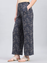 Load image into Gallery viewer, Go Colors Navy Viscose Printed Palazzo
