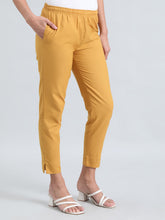 Load image into Gallery viewer, Go Colors Light Mustard Cotton Pencil Pant
