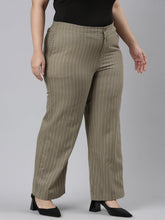 Load image into Gallery viewer, Go Colors Olive Green Cotton Stripes Cargo Pant
