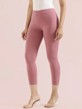 Load image into Gallery viewer, Go Colors Mauve Cotton Stretch Cropped Leggings
