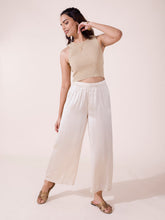 Load image into Gallery viewer, Go Colors Cream Polyester Shiny Palazzo
