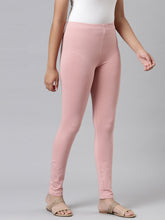 Load image into Gallery viewer, Go Colors Baby Pink Cotton Stretch  Ankle Length Leggings
