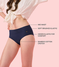 Load image into Gallery viewer, Enamor IP01 Innovations Bamboo Bliss, Anti Rash, All Day Comfort, Mid Waist Brief Panty for Women - Super Soft, Naturally Absorbent, Antimicrobial with Stain release, Inner Elastic, Full Coverage-  Pack of 1 (Eclipse)
