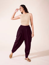Load image into Gallery viewer, Go Colors Purple Woven Viscose Harem Dhoti Pant
